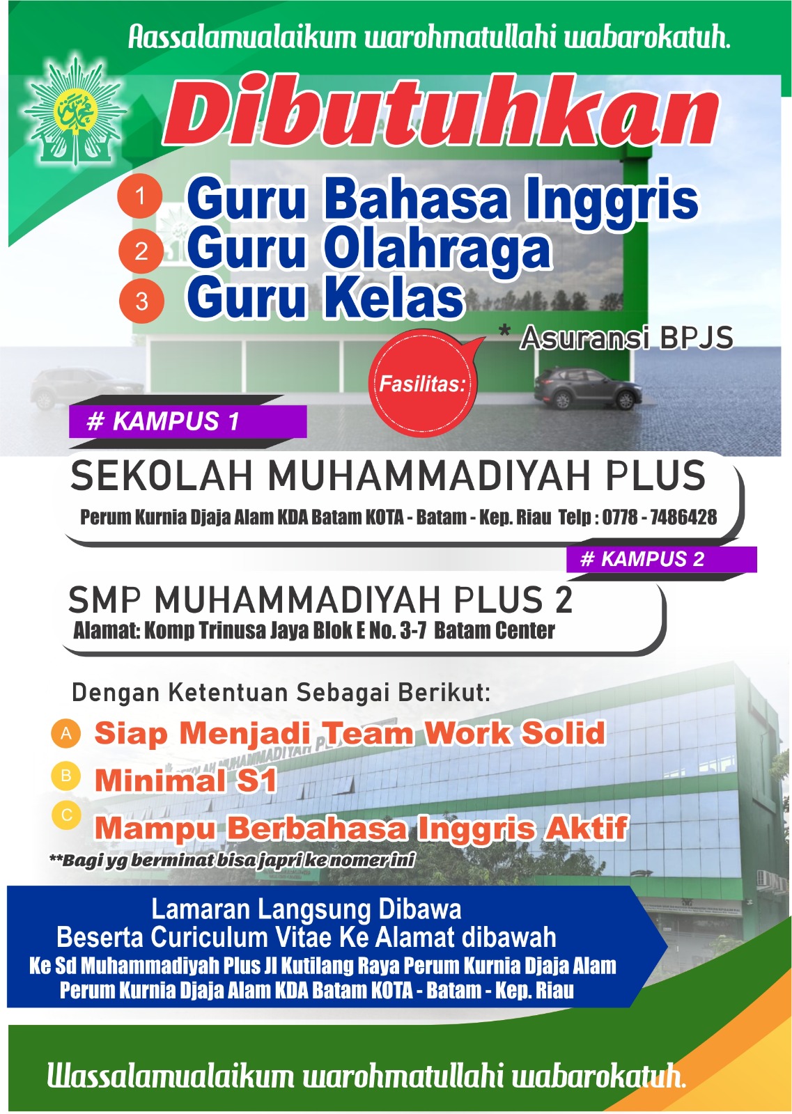 Loker SD Muhammadiyah Plus 1
